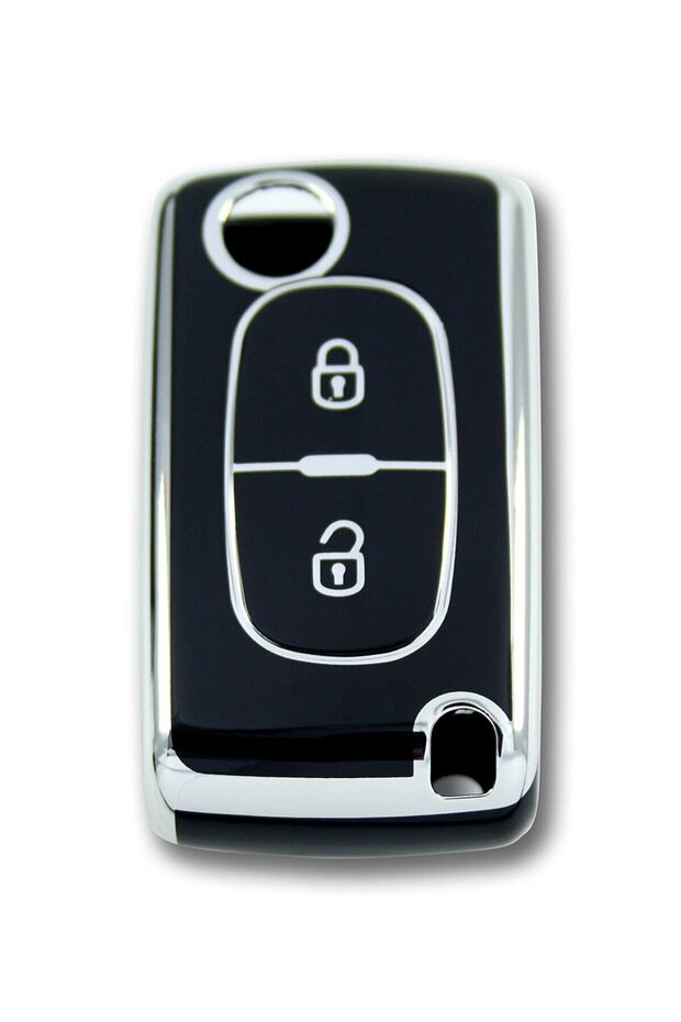 Luxury Peugeot 307 Citroen C3 2 Push Button Switch Nano Key Case Black Silver Silver Color 1st Kailte