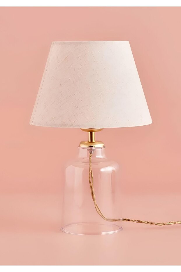 Homing Noi Şeffaf Kristal Abajur Kırçıllı İthal Kumaş - 3