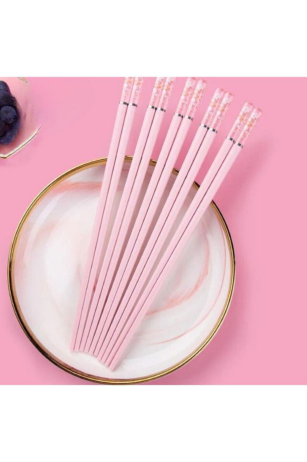 Pembe Renkli Sakura Desenli Chopstick (1 Çift) - 2