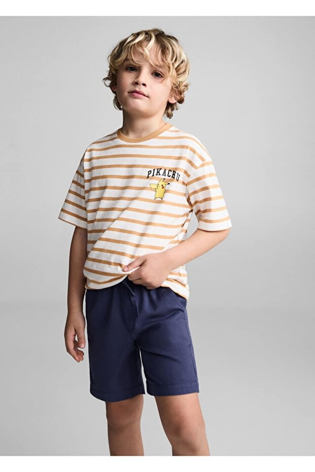 Beli elastik keten bermuda şort - 1