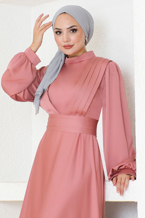 Piliseli Elbise END5508 Gül Kurusu - 3