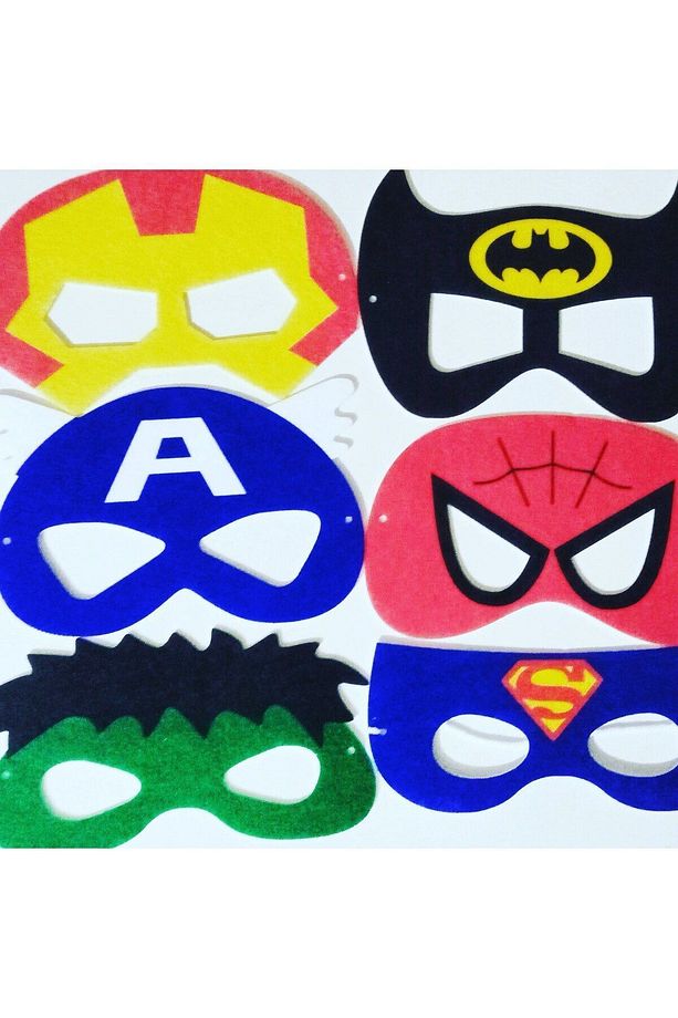 Figür Karakter Maske 6 Lı, Örümcek Adam, Batman, Hulk, Superman,kaptan Amerika, Demir Adam - 1