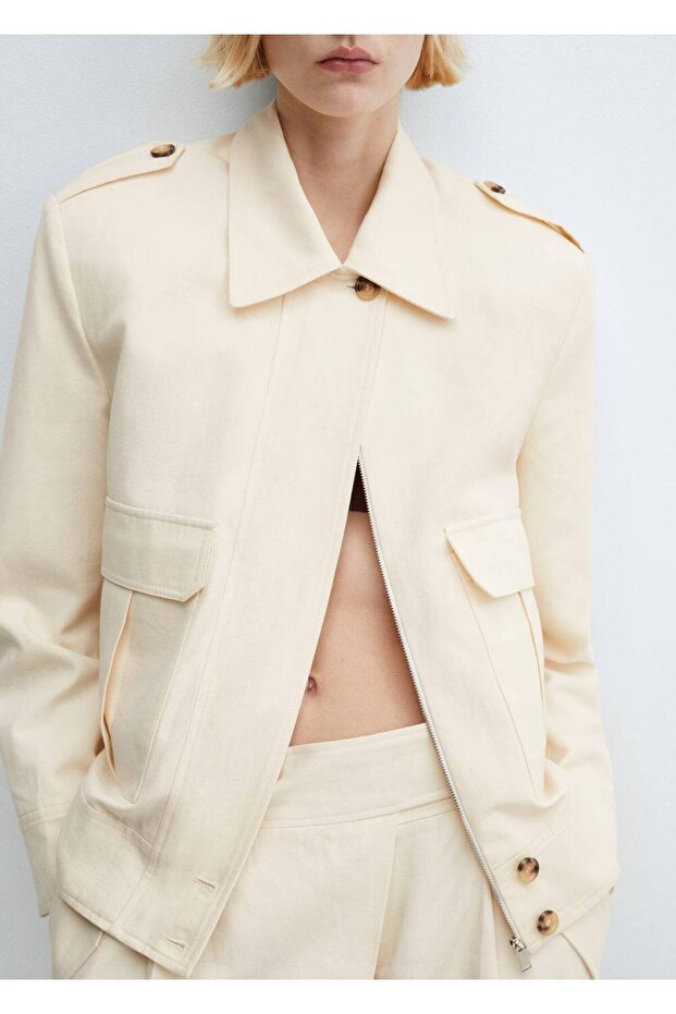 Cepli Ve Düğme Detaylı Ceket - 8