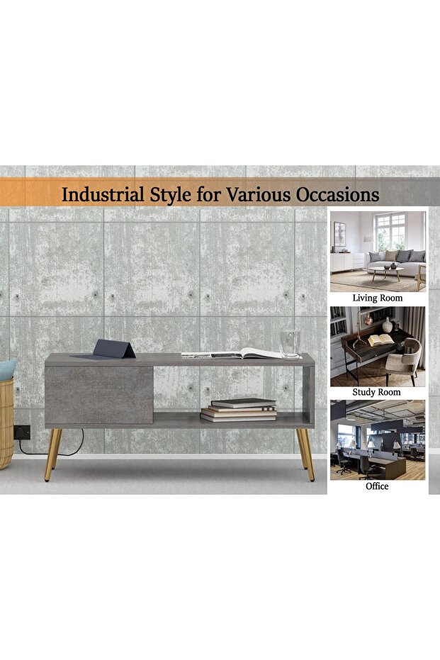 طاولة قهوة حديثة مع منفذ USB ومساحة تخزين - تصميم أنيق ومتين وموفر للمساحة - 2