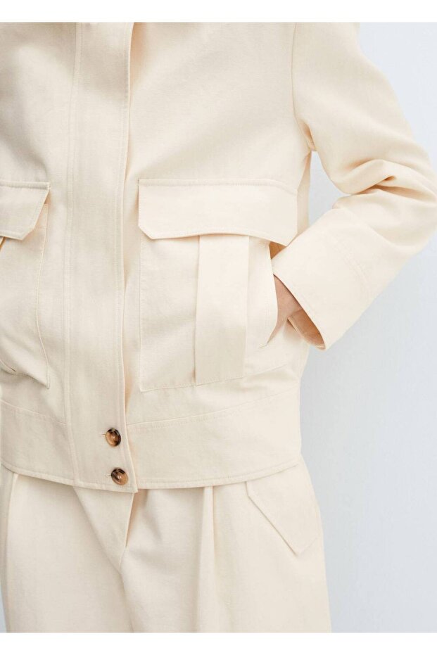 Cepli Ve Düğme Detaylı Ceket - 6