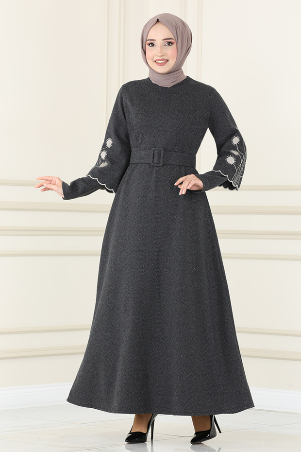 Anthracite Belted Dress - MSL1610