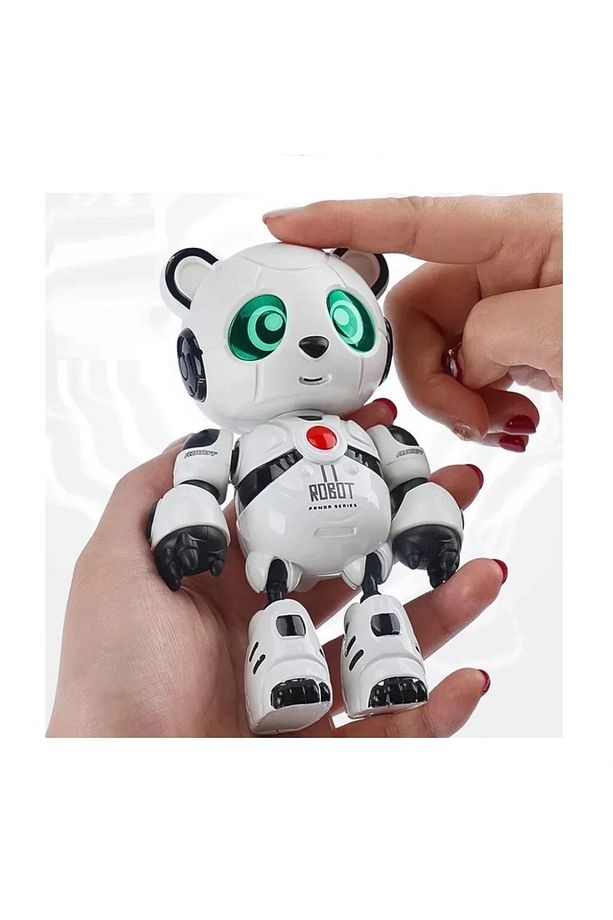 Sevimli Robot Panda Ilk Oyun Arkadaşım Sesli Işıklı Konuşan Ses Tekrar Eden Şarjlı Robot Panda 11 Cm - 5