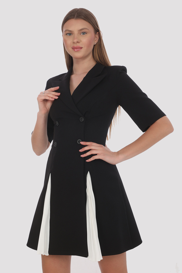 Siyah Ceket Elbise Piliseli - 2