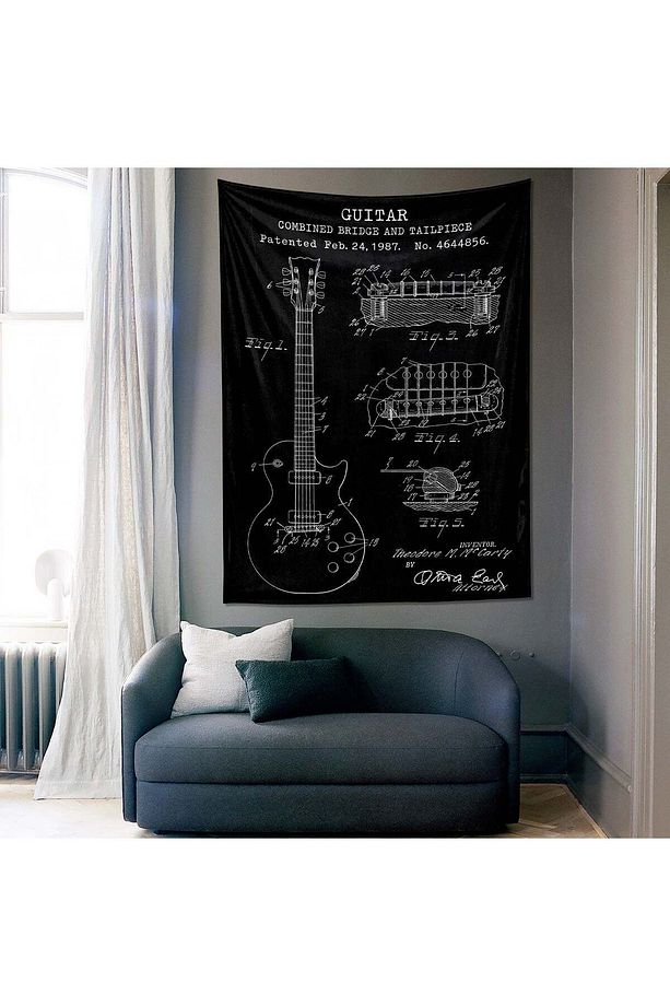 Gibson Les Paul Gitar Chalkboard Duvar Örtüsü - 100 Cm X 135 Cm - 8