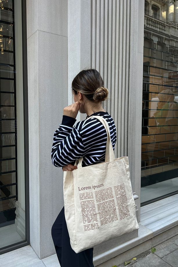 Kanvas Bez Çanta - Lorem Ipsum (ÇITÇIT - IÇ CEP - 320GR - %100 PAMUK) - 5