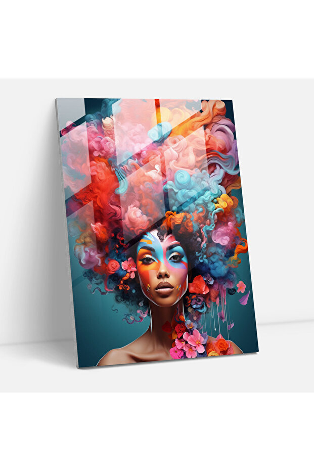 Afro Hairstyles Collage Glass Print - Afro, Individuality, Modern Art, Wall Decoration