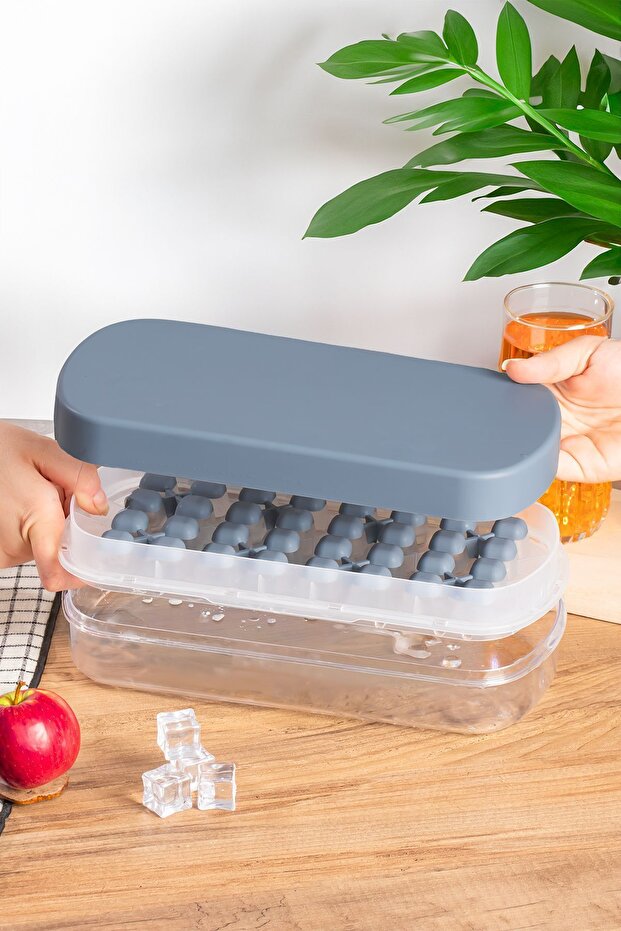 MP-7075 حاوية تخزين ثلج مكونة من 32 قطعة - قالب ثلج مع حجرة مكعبات الثلج قابلة للضغط - أنثراسايت