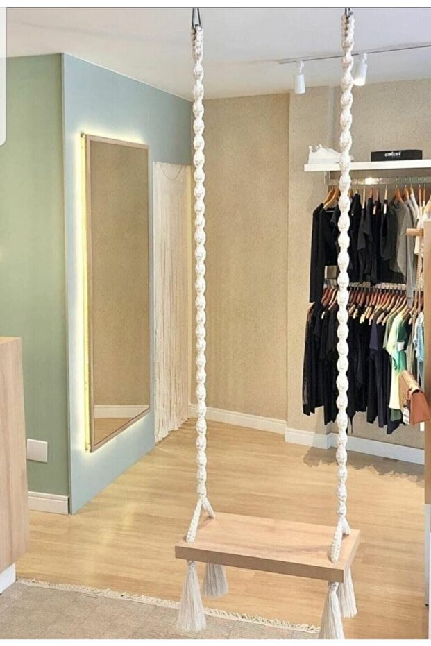 Ekru Makrome Style Salıncak 055555556 150 İp Tek Kişilik 6 Ay - 1