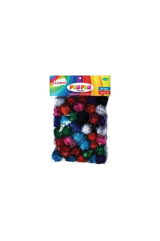 Ticon Pompom 30mm Pack of 50 Metallic Colors
