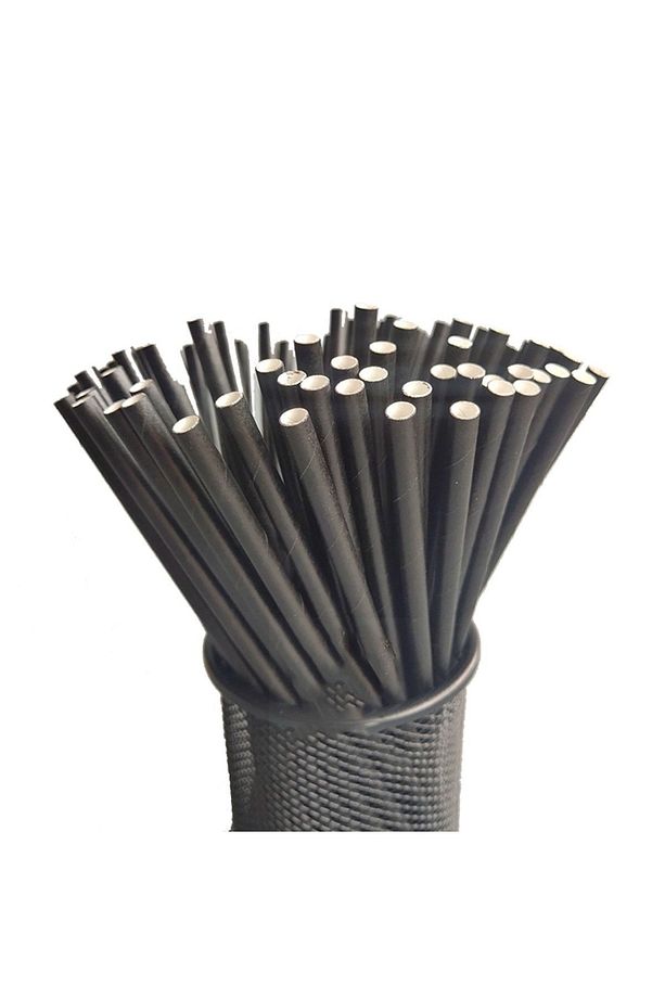 24 Adet Siyah Kağıt Karton Pipet - 1