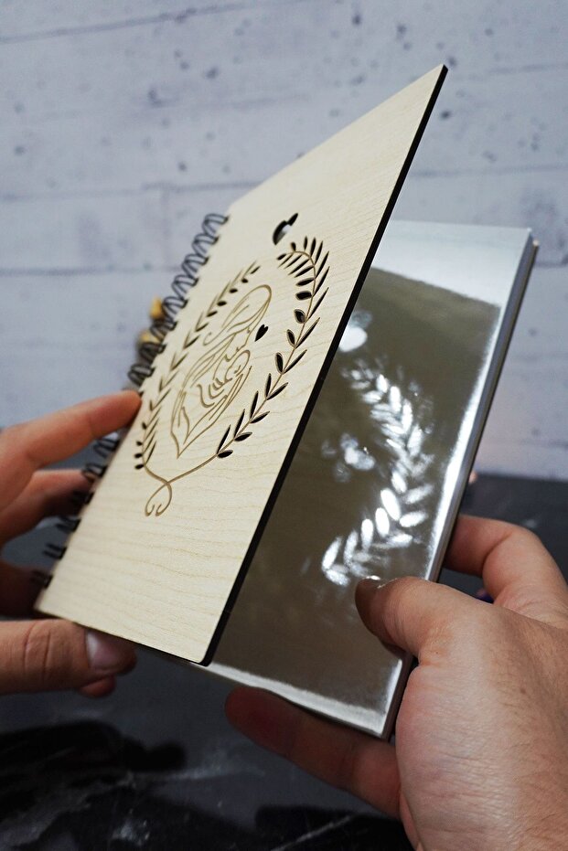 PAtterned Wooden Covered BAby Notebook - Unlined A5 Memory Memory Book - 2
