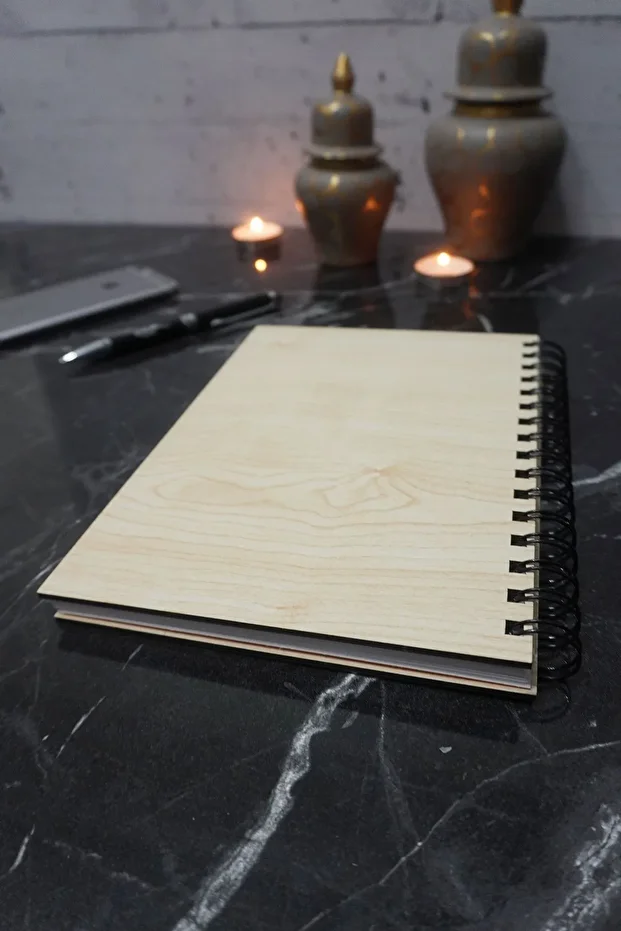 PAtterned Wooden Covered BAby Notebook - Unlined A5 Memory Memory Book - 5