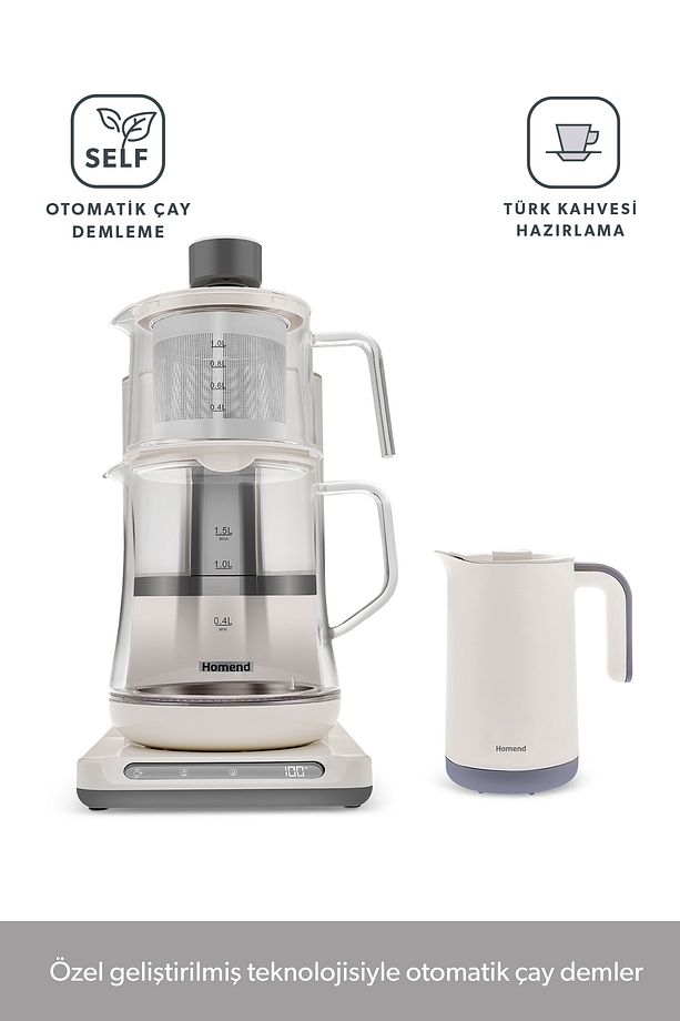 Smart Royaltea Plus 2 In 1 Konuşan, Otomatik Çay Ve Türk Kahve Makinesi Krem - 1