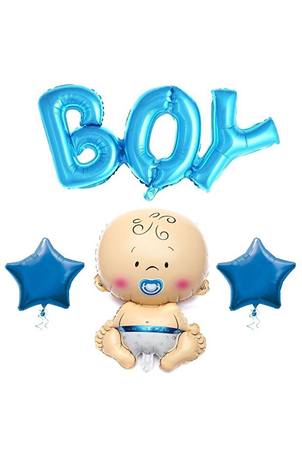 Size Blue Star Foil Balloon Set