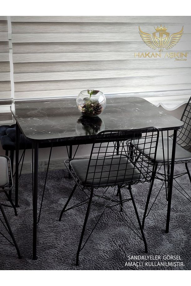 Metal Ayaklı 60x90 Cm (TEK MASA) Black Marble Eclipse 2024 Mutfak - Balkon - Çalışma Masası - 5