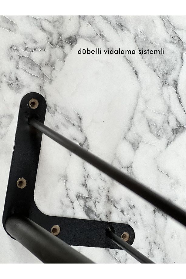 Metal Ayaklı 60x90 Cm (TEK MASA) Black Marble Eclipse 2024 Mutfak - Balkon - Çalışma Masası - 8