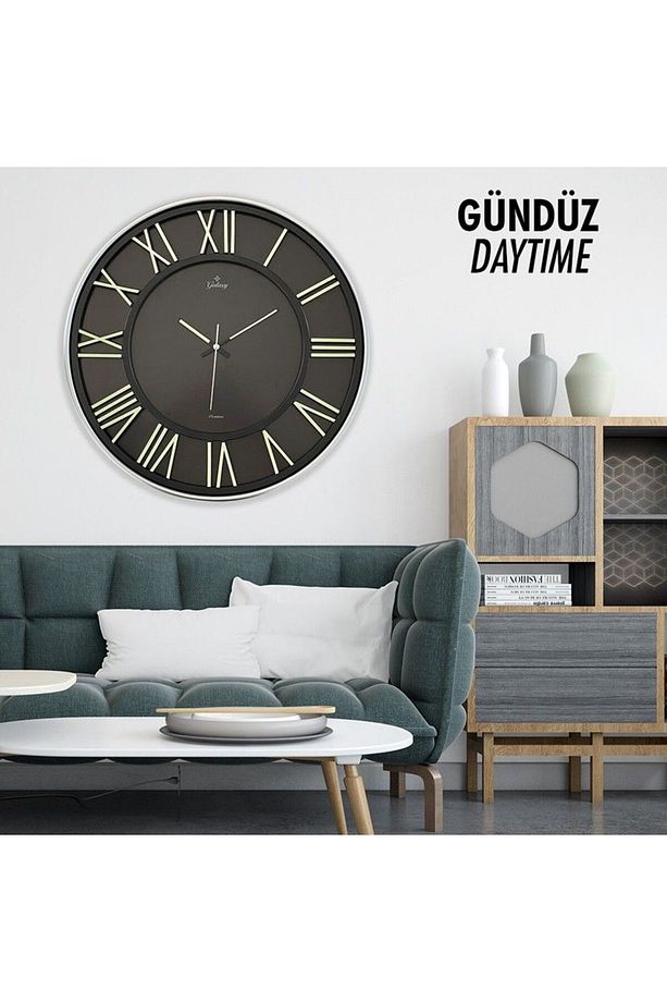 Duvar  Saati  FS-719-G  EXCULUSIVE  GRİ  FOSFORLU  gece  parlayan  Duvar  Saati - 2