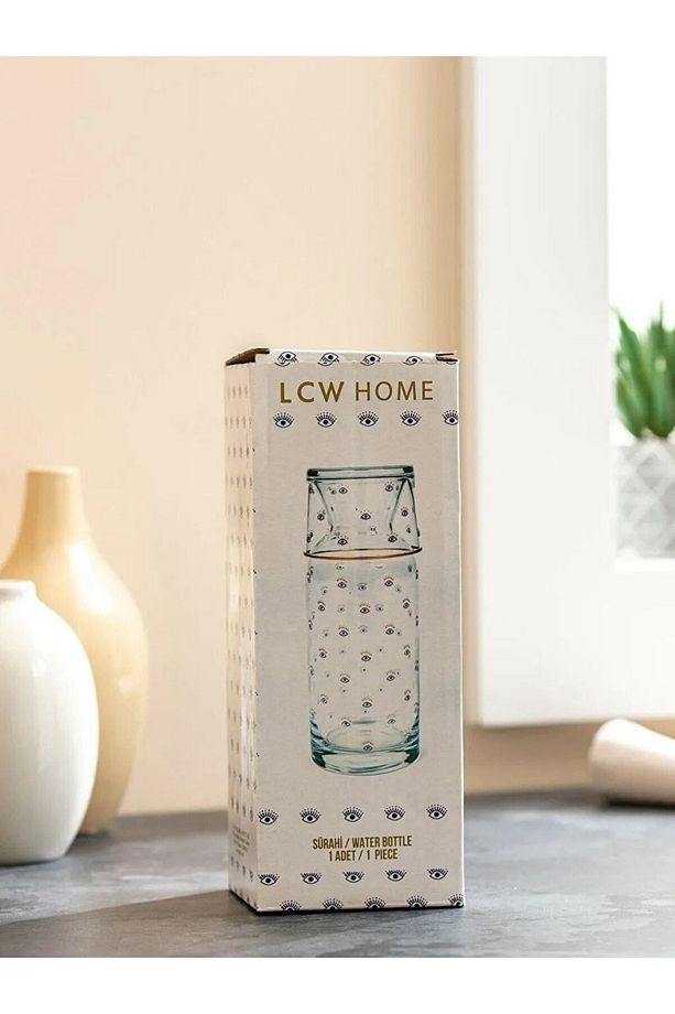 Göz Baskılı Bardak Kapaklı Cam Karaf Sürahi 700 Ml - 5