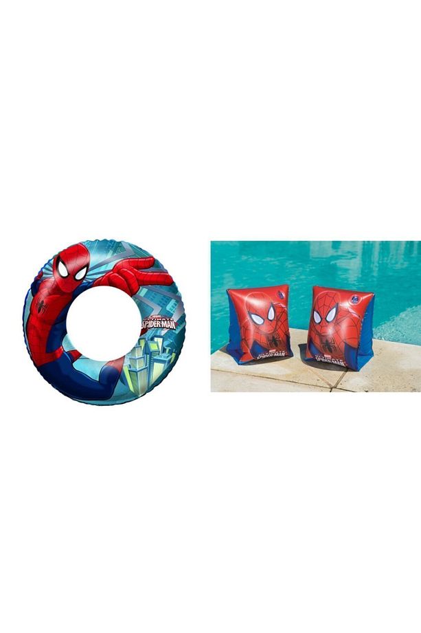 Spiderman Şişme Simit 56 Cm Ve Spiderman Şişme Kolluk 23 X 15 Cm - 1