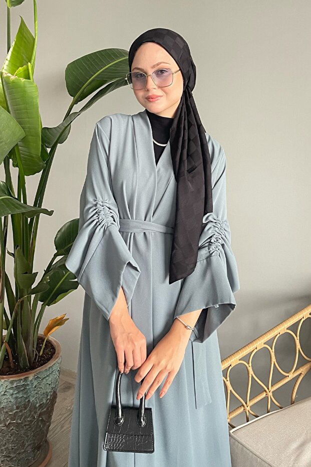 Drawstring Sleeves Mint Abaya - 4