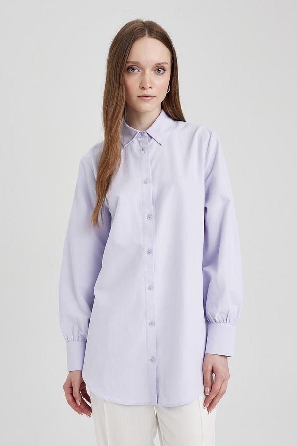 Regular Fit Gömlek Yaka Poplin Uzun Kollu Tunik Z8913az23au - 3