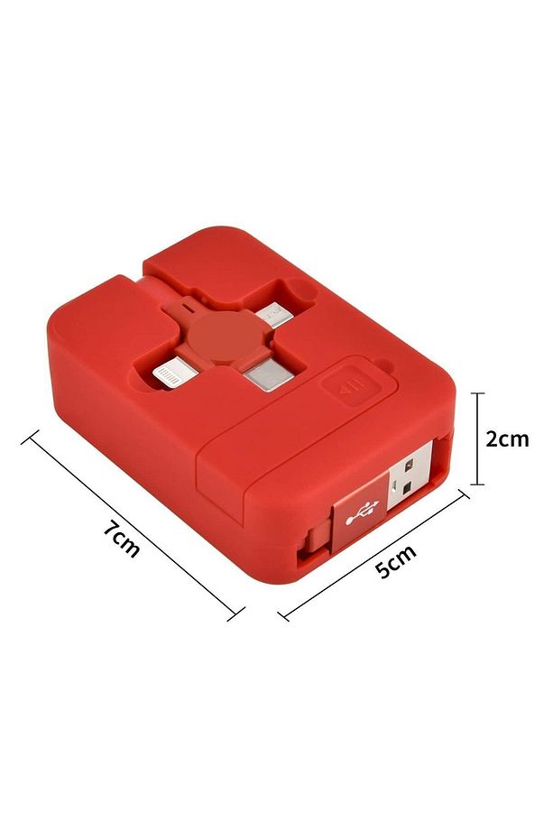 ® Cep Tipi Telefon Tutuculu Makaralı Uzayıp Kısalabilen 3'ü 1 Arada USB Şarj Kablosu - 5