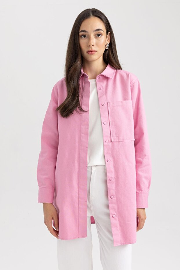 Long Sleeve Gabardine Tunic Shirt - B3702ax23au