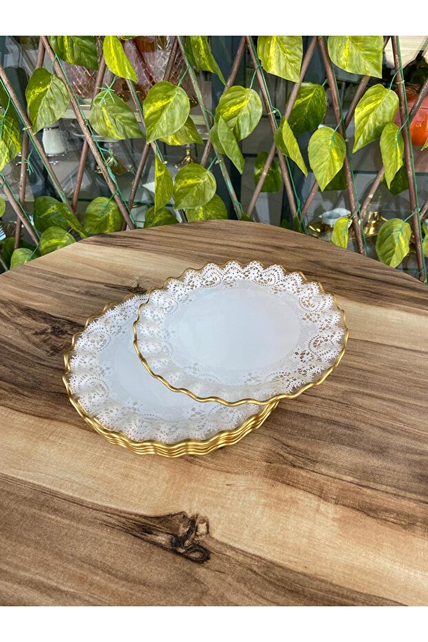 Dantel Model altın Pasta Tabağı. - 2