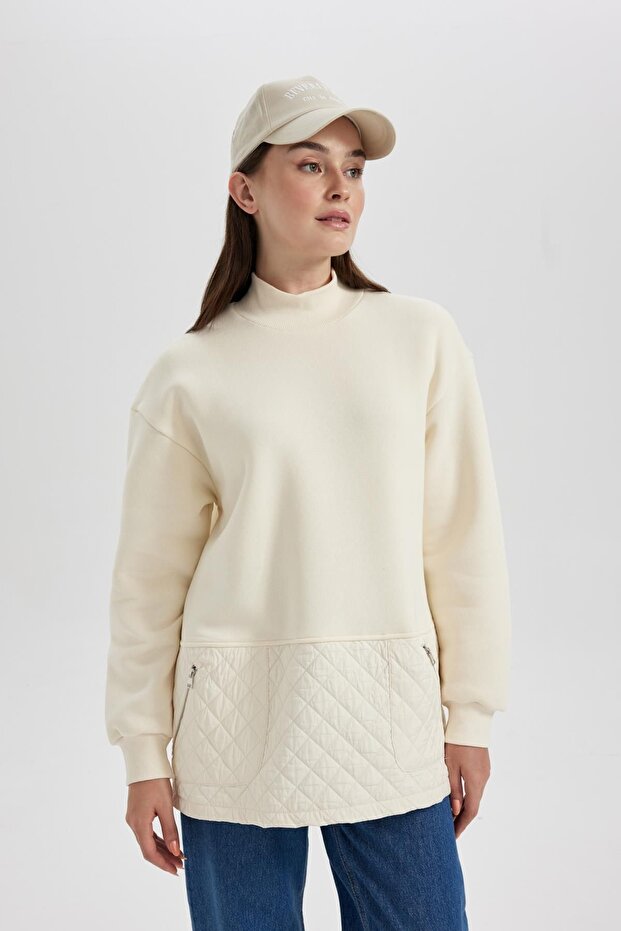 Regular Fit Half Turtleneck Thick Sweatshirt Tunic B3553Ax23Wn