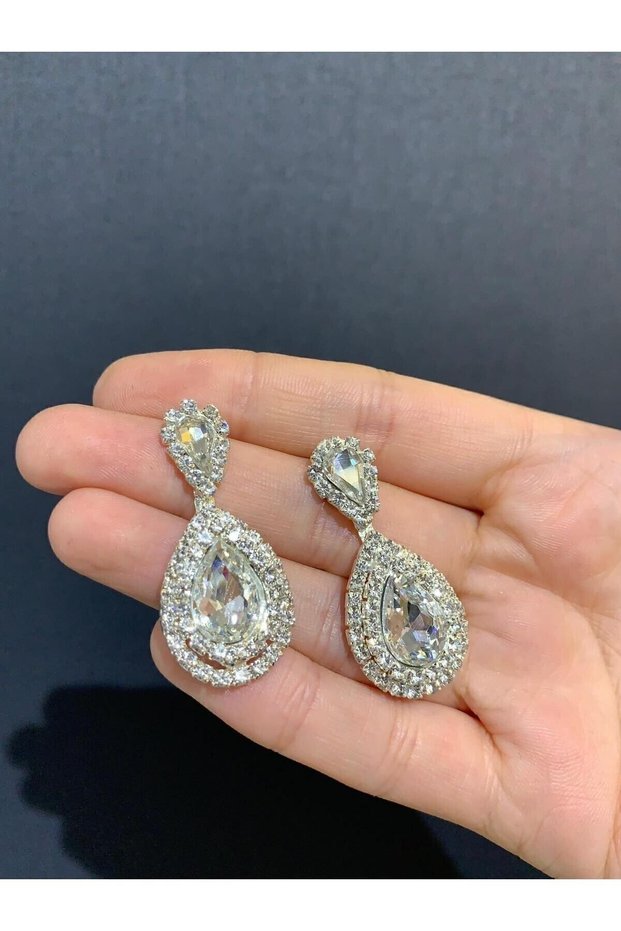 Jewelled Bridal Wedding Kina Engagement Wedding Evening Dress Earrings