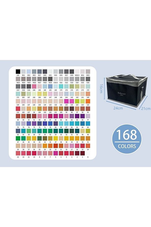 Touch Marker  Art Çift Uçlu 168 Adet  Kalem Seti  Çantalı Premium Boyama Kalemi - 8
