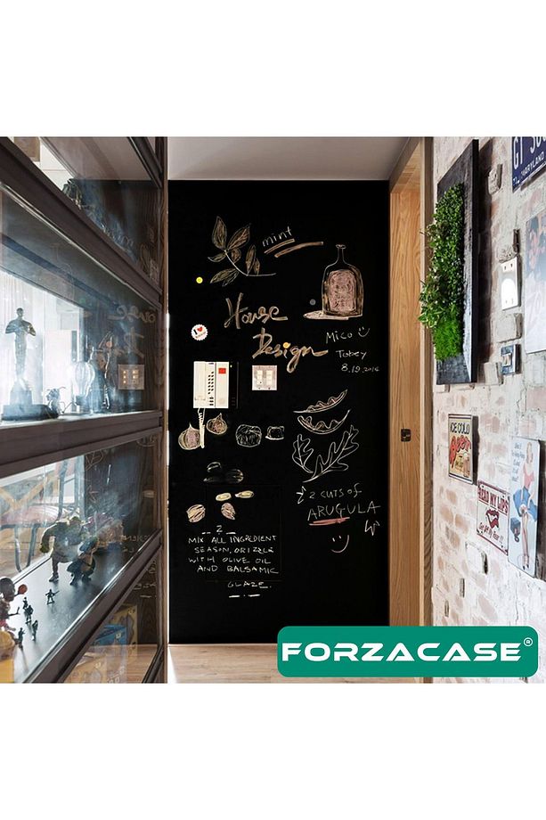 Yazılabilir Kara Tahta Folyo Yazı Tahtası PVC Duvar Sticker 5 Adet Tebeşir  FC091 - 4