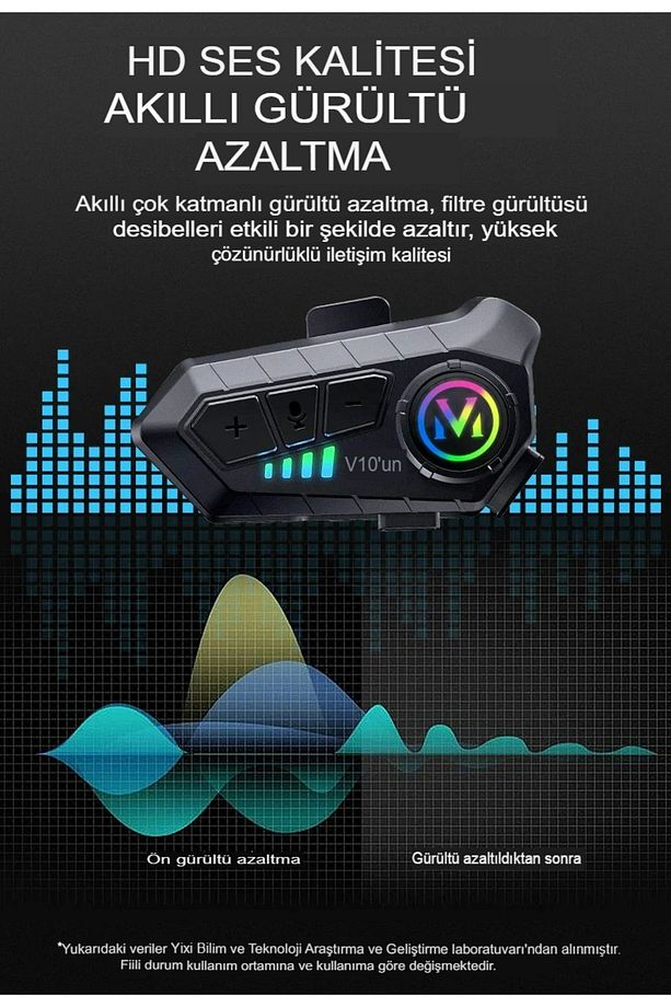 Tek Bağlantılı Su Geçirmez Motosiklet Kask Bluetooth 5.3 Intercoom 1.000mah - 8