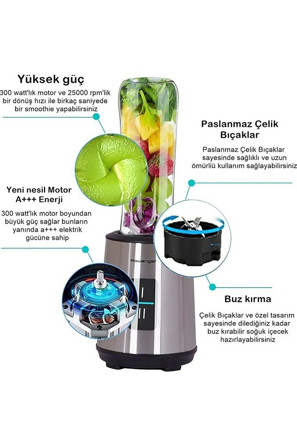 Fitmix Kişisel Smoothie Blender Kişisel Blender 600ml Meyve Sıkacağı - 4
