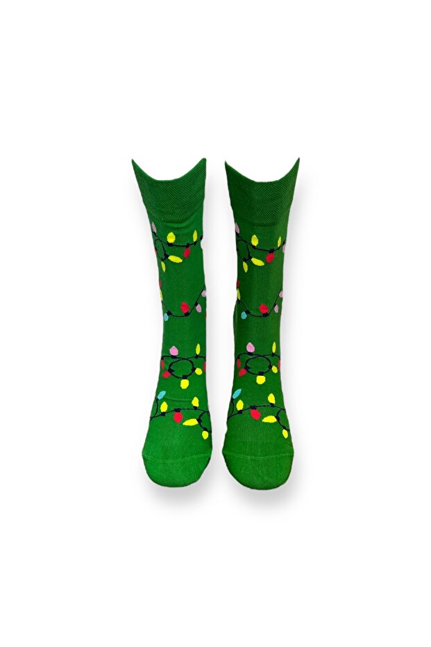 2'li Christmas Desenli Unisex Esnek Nem Alabilen Pamuklu Soket Çoraplar - 4