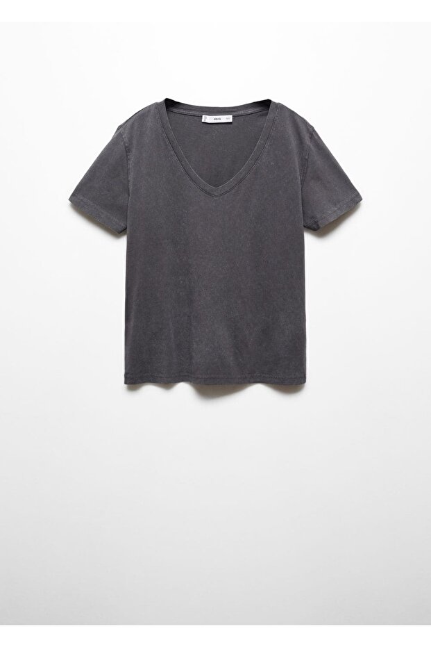 Yıkanmış pamuklu tişört - 3