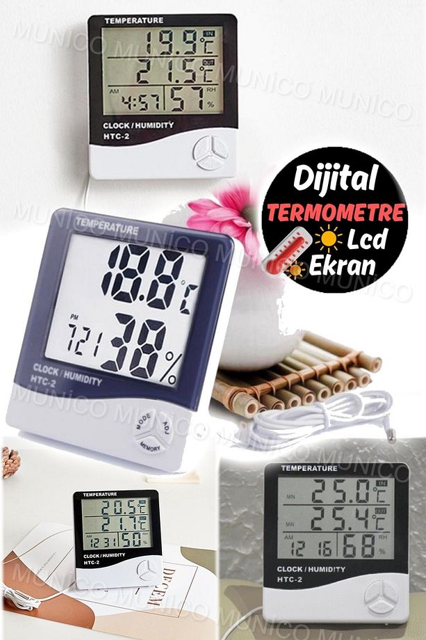 Ev ve Ofis İçin Dijital LCD Termometre - Higrometre Nem Ölçer ve Sıcaklık Gösterimi - 4