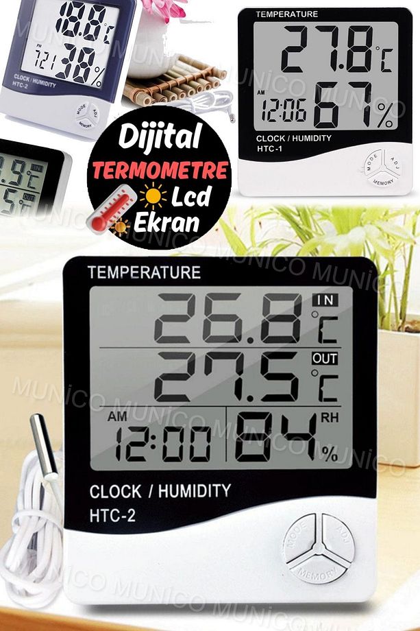 LCD Ekranlı Dijital Termometre ve Nem Ölçer - Ev ve İşyeri İçin İç Mekan Sıcaklık Monitörü - 4