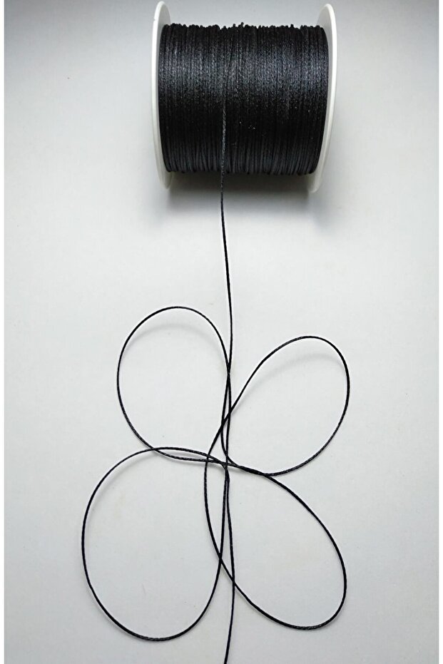 Zift Black Color (Shiny Sparkling Black) 1 mm 100 Meters Waxed Cord for Saddler Leather Sewing Necklace Beading Jewelry Design Bracelet Cord