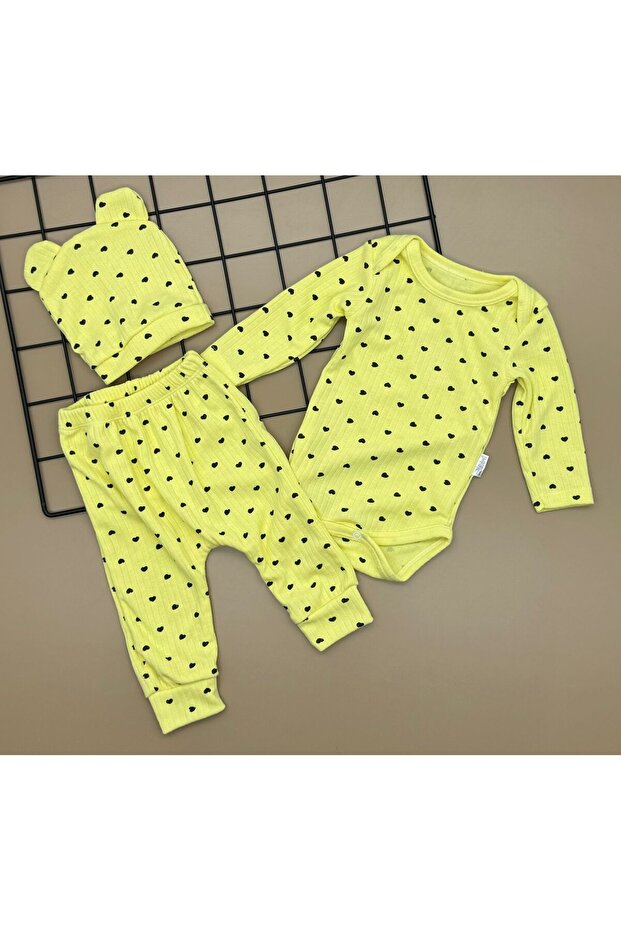 3 Piece Heart and Hat Baby Girl Bodysuit Set, 3-Piece