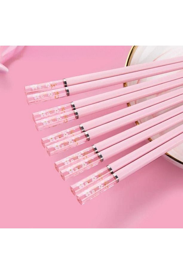 Pembe Renkli Sakura Desenli Chopstick (1 Çift) - 4