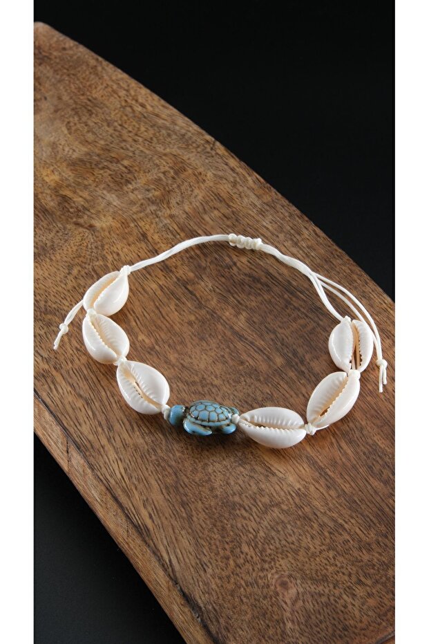 سوار خلخال على شكل صدفة البحر مع مصعد قابل للتعديل وسلحفاة - مناسب لأي معصم - 1