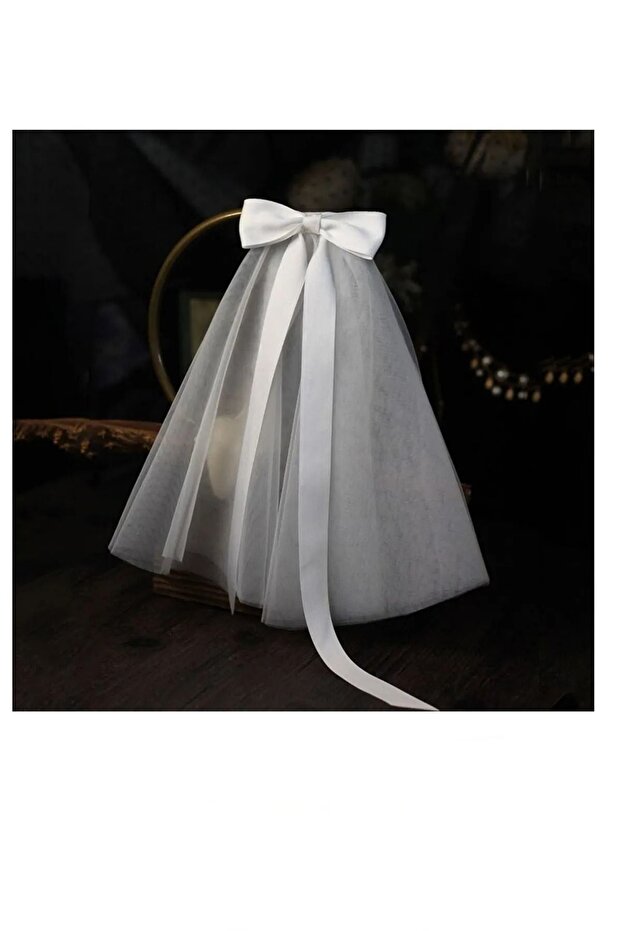White Bow Short Bridal Veil 50cm Bridal Veil 50cm White Veil Bow Bridal Veil