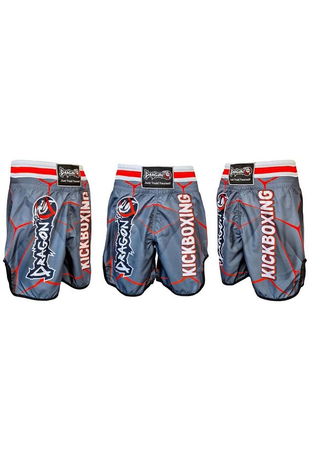 KB243 Kick Boks Şortu Kick Boxing Antrenman Şortu Gri Desenli Şort - 1