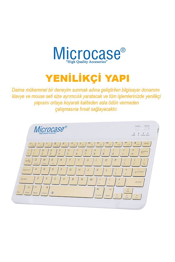 Tablet ve Telefonlar için Türkçe Q Bluetooth Klavye ve Mouse Set - AL3476 Sarı - 2